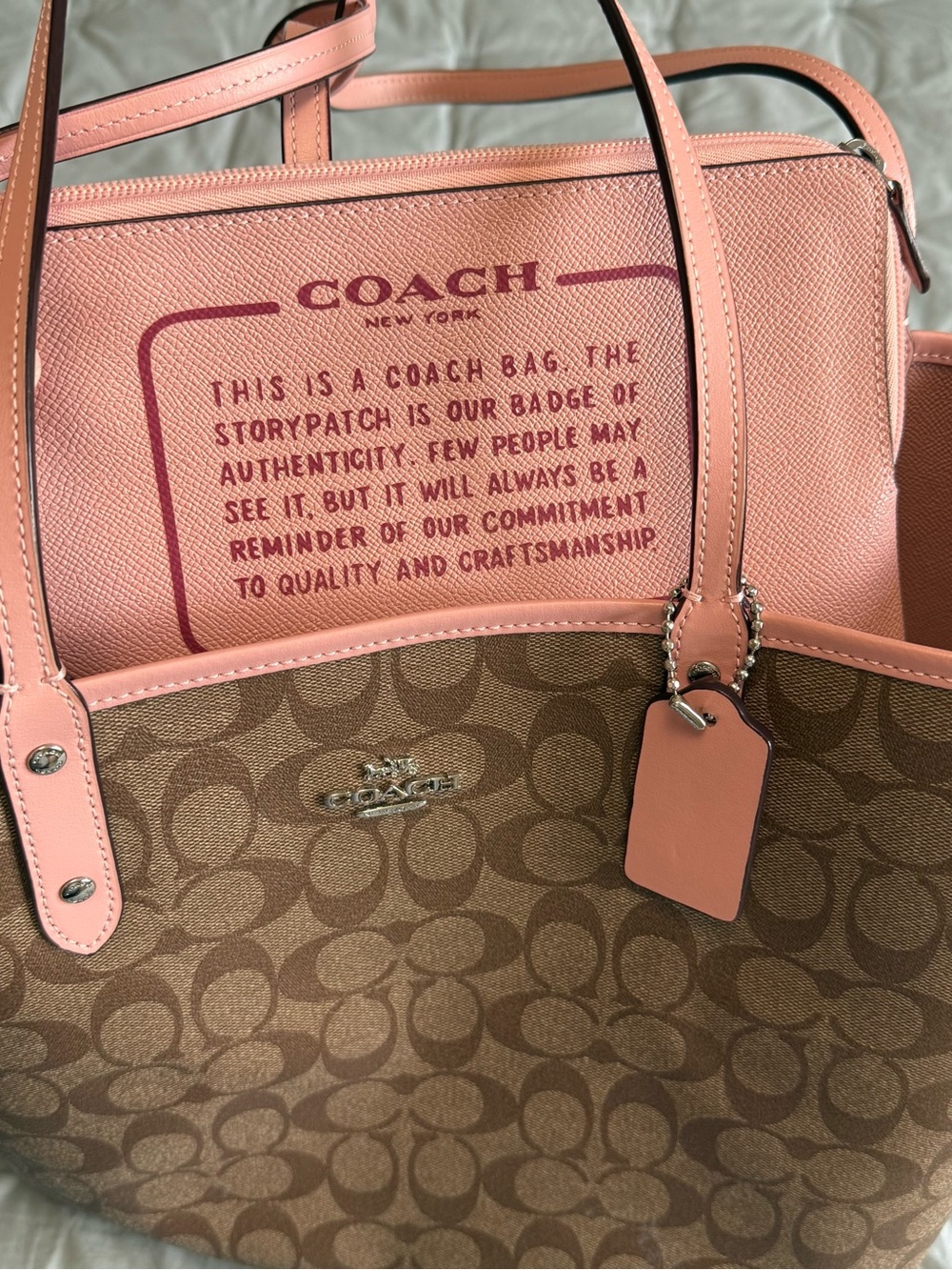 Coach Reversible City Tote and Matching Pink Pouch - Picture 9 of 14